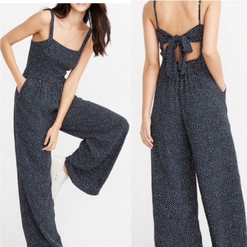 Abercrombie and Fitch navy polka dot jumpsuit
